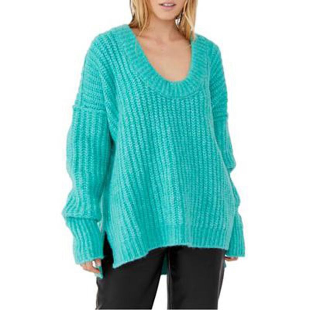 Free People Blue Bell V-Neck Sweater In Electric Teal - XS - Picture 2 of 3